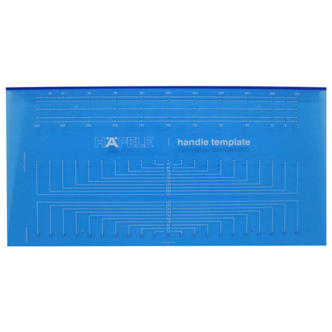 Handle Jig Template Area of application: For pre-drilling of handles and knobs Suitable for cabinet doors, flaps and fronts up to a maximum width of 320 mm Material: Plastic Features: With fixed drilling positions to suit System 32 drilling Hafele