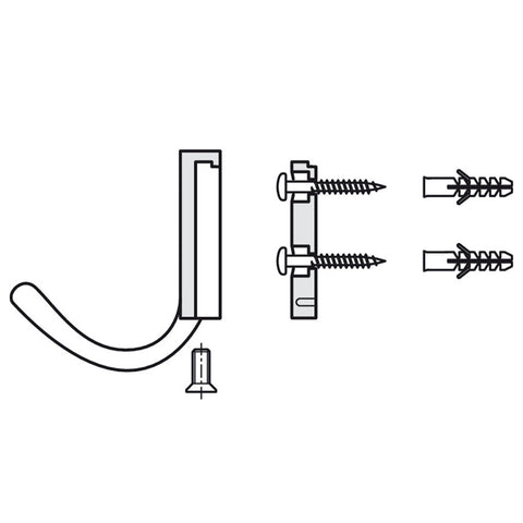 Coat Hook | 3 Finishes Material: Zinc Alloy Finish: Chrome PolishedBlack MattGold Coloured Matt Dimensions (W x D x H): 20 x 56 x 60 mm Hole Spacing: 20 mm Hafele