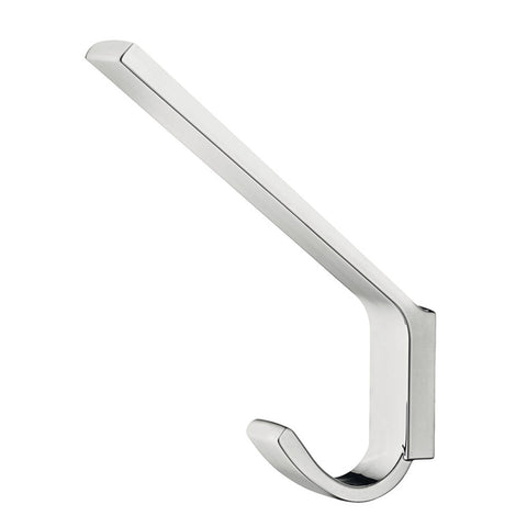 Large Coat Hook | 3 Finishes Material: Zinc Alloy Finish: Chrome PolishedBlack MattGold Coloured Matt Dimensions (W x D x H): 19 x 113 x 141 mm Hole Spacing: 20 mm Hafele