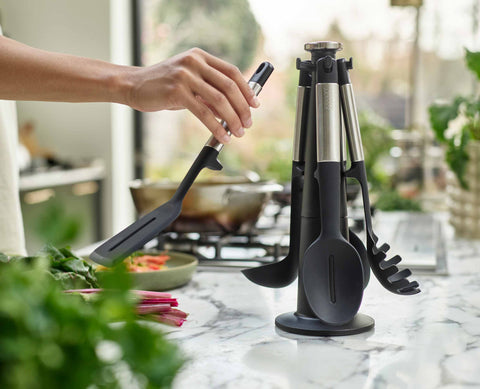 Elevate™ Stainless-steel Silicone 5-piece Utensils Carousel Set