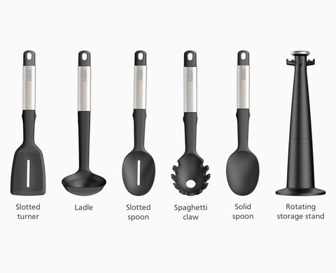 Elevate™ Stainless-steel Silicone 5-piece Utensils Carousel Set