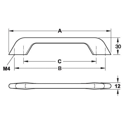 Furniture Handle H1510 Finish: Chrome plated polishedNickel plated brushed Hole centres: 160/192 mm288/320 mm Dimensions: 212 x 30 mm340 x 30 mm Note: Please order screws separately:022.35.225: 22mm Screws for use with all Häfele handles where panel thick