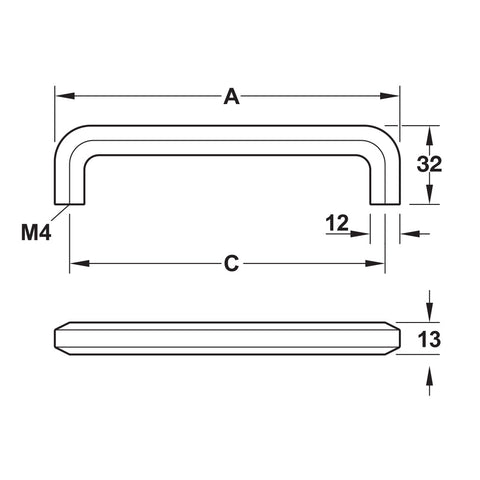 Furniture Handle H1710 Material: Zinc-alloy Finish: Antique Copper Plated Hole Centres: 96 mm128 mm160 mm Dimensions: 140 x 32 mm Note: Please order screws separately:022.35.225: 22mm Screws for use with all Häfele handles where panel thickness is 16 - 18