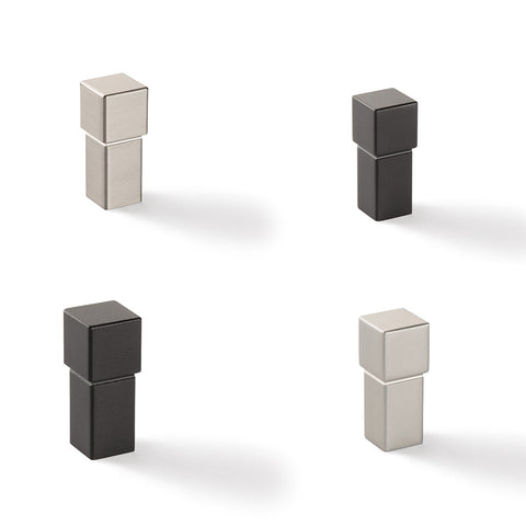 Furniture Knob H1940 | Four Finishes Material: Zinc alloy Finish: Nickel BrushedGrey AnodisedBlack Matt Rough Finish Hole centres: Ø 12 mm Dimensions: 14 x 34 mm Note: Please order screws separately:022.35.225: 22mm Screws for use with all Häfele handles