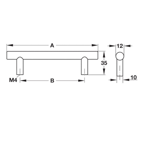 Furniture Handle Studio Finish: Chrome plated polishedChrome plated mattNickel plated matt Hole centres: 96 mm128 mm160 mm288 mm Dimensions: 136 x 35 mm168 x 35 mm200 x 35 mm232 x 35 mm Note: Please order screws separately:022.35.225: 22mm Screws for use