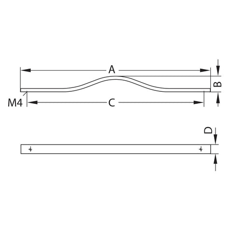 Aluminium Furniture Handle Material: Aluminium Finish: Chrome plated, polished Hole centres: 192 mm Dimensions: 220 x 24 mm Note: Please order screws separately:022.35.225: 22mm Screws for use with all Häfele handles where panel thickness is 16 - 18mm022.