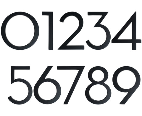 Solid Aluminium Floating House Number | Black 15cm