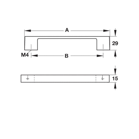 Furniture Handle Urban Finish: Nickel plated brushed Hole centres: 128 mm160 mm224 mm288 mm Dimensions: 156 x 29 mm188 x 29 mm252 x 29 mm316 x 29 mm Note: Please order screws separately:022.35.225: 22mm Screws for use with all Häfele handles where panel t