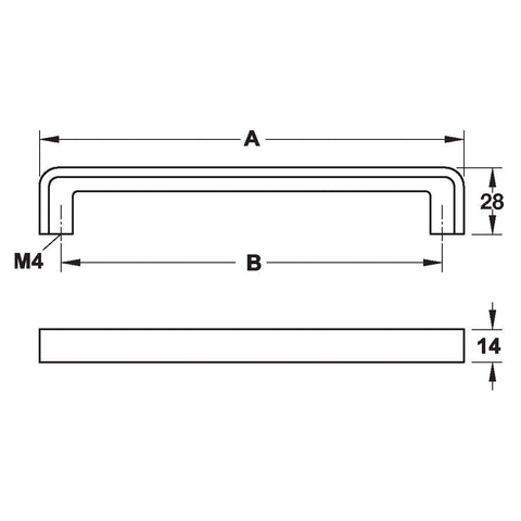 Furniture Handle H1385 Finish: Chrome plated polishedNickel plated brushed Hole centres: 128 mm160 mm192 mm Dimensions: 146 x 28 mm178 x 28 mm210 x 28 mm Note: Please order screws separately:022.35.225: 22mm Screws for use with all Häfele handles where pa