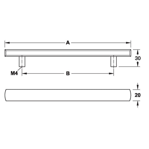 Furniture Handle H1335 Finish: Chrome plated polishedNickel plated brushedWhite mattBlack matt Hole centres: 160 mm Dimensions: 220 x 30 mm Note: Please order screws separately:022.35.225: 22mm Screws for use with all Häfele handles where panel thickness