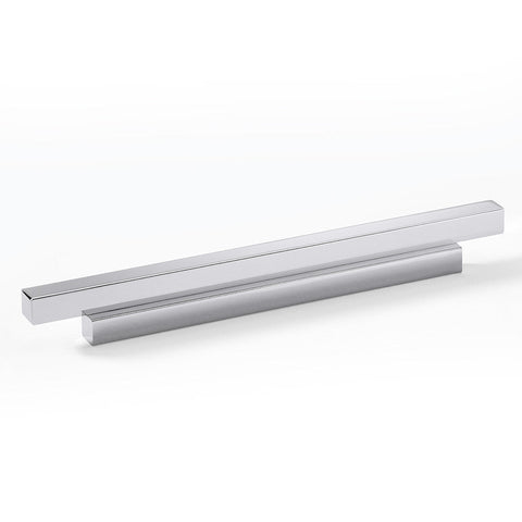 Furniture Handle H1355 Finish: Chrome plated polishedStainless steel coloured Hole centres: 32 mm128/160 mm Dimensions: 80 x 24 mm220 x 24 mm Note: Please order screws separately:022.35.225: 22mm Screws for use with all Häfele handles where panel thicknes