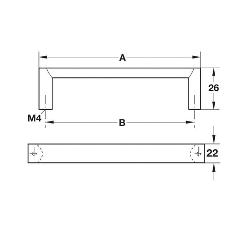 Furniture Handle Urban Finish: Stainless steel coloured Hole centres: 128 mm160 mm Dimensions: 138 x 26 mm170 x 26 mm Note: Please order screws separately:022.35.225: 22mm Screws for use with all Häfele handles where panel thickness is 16 - 18mm022.35.387