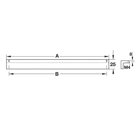 Furniture Handle Urban Finish: Nickel plated brushed Hole centres: 128 mm160 mm224 mm Dimensions: 140 x 25 mm172 x 25 mm236 x 25 mm Note: Please order screws separately:022.35.225: 22mm Screws for use with all Häfele handles where panel thickness is 16 -