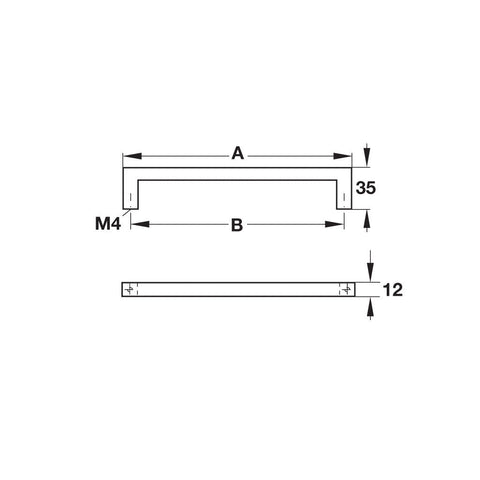 Furniture Handle Urban Finish: Matt brushed Hole centres: 160 mm288 mm Dimensions: 172 x 35 mm300 x 35 mm Note: Please order screws separately:022.35.225: 22mm Screws for use with all Häfele handles where panel thickness is 16 - 18mm022.35.387: 38mm Screw