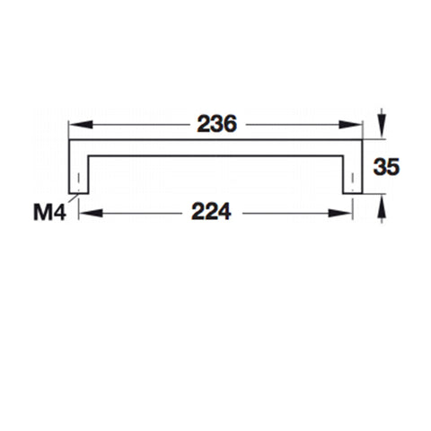 Furniture Handle Material: Stainless steel Finish: Polished Note: Please order M4 fixing screws seperately. Hafele