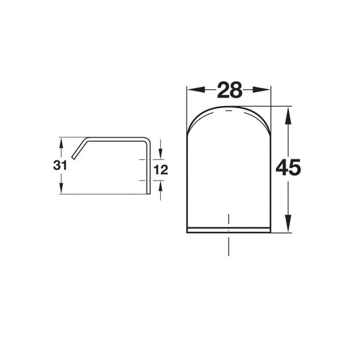 Furniture Handle Studio Finish: Matt brushed Hole centres: 12 mm Dimensions: 45 x 28 mm Note: Please order screws separately:022.35.225: 22mm Screws for use with all Häfele handles where panel thickness is 16 - 18mm022.35.387: 38mm Screws for use with all