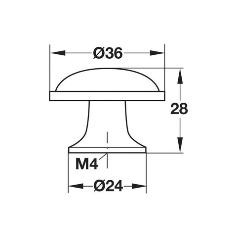 Furniture Knob Urban Finish: Chrome plated polishedNickel plated matt Dimensions: Ø36 x 28 mm Note: Please order screws separately:022.35.225: 22mm Screws for use with all Häfele handles where panel thickness is 16 - 18mm022.35.387: 38mm Screws for use wi