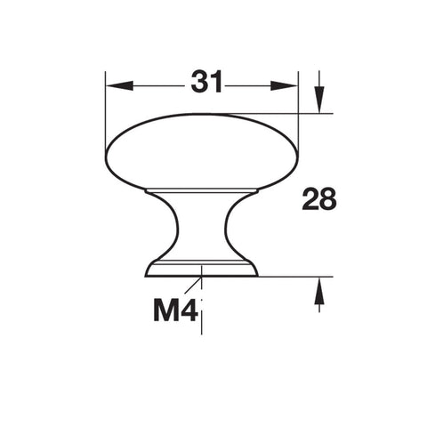 Antique Knob Studio Finish: Antique ironPewter Dimensions: 31 x 28 mm Note: Please order screws separately:022.35.225: 22mm Screws for use with all Häfele handles where panel thickness is 16 - 18mm022.35.387: 38mm Screws for use with all Häfele handles wh