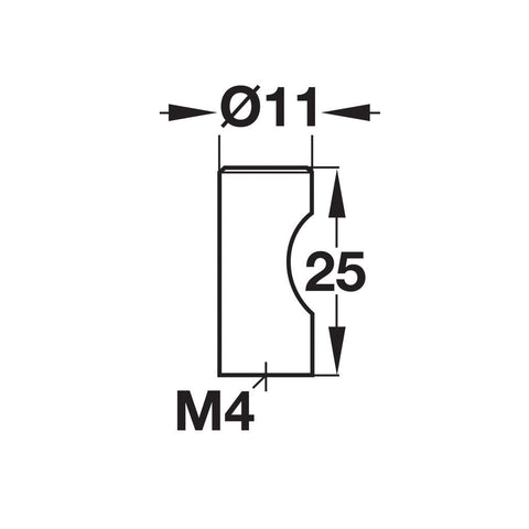 Furniture Knob Studio Finish: Black matt Dimensions: Ø11 x 25 mm Note: Please order screws separately:022.35.225: 22mm Screws for use with all Häfele handles where panel thickness is 16 - 18mm022.35.387: 38mm Screws for use with all Häfele handles where p