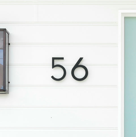 Solid Aluminium Floating House Number | Black 15cm