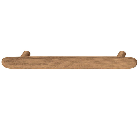 Timber Furniture Handle in Ash Black Stained or Oak Natural Lacquered, 28mm Height Material: AshOak Finish: Black StainedNatural Lacquered Hole Centres: 160 mm Dimensions: 224 x 28 mm Note: Please order screws separately:022.35.225: 22mm Screws for use wi