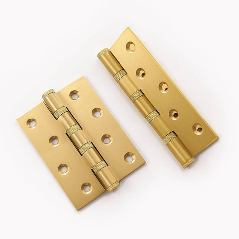 Cross-Knurled Solid Brass Butt Hinge | Gold
