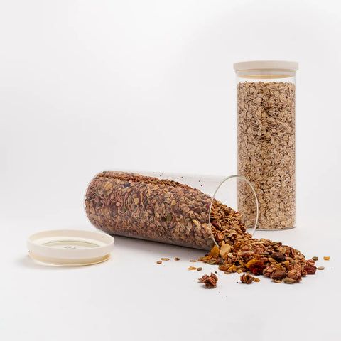 Wategos Round Glass Pantry Jars | Oat Milk