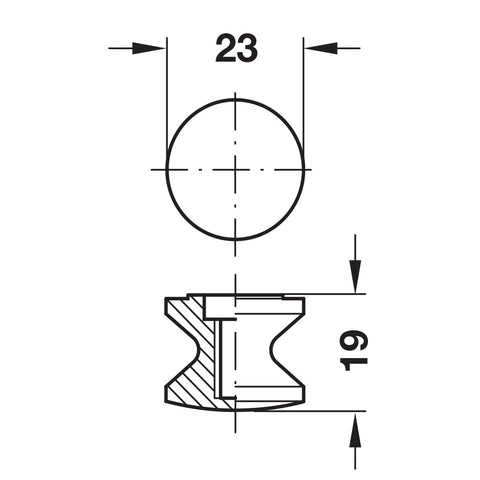 Push Button Area of application: For push-lock espagnolette locks or rim locks Material: Plastic Finish/Colour: Matt nickel plated Panel thickness: 13-19 mm Installation: For screw fixing Hafele