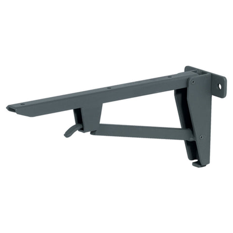 Folding Bracket - Hebgo - 150 kg Load Bearing Capacity Material: Steel Version: With locking mechanism Finish: Grey Primed Capacity: 75 kg per piece (150 kg per pair) Function: To raise bracket lift support arm and allow to engage automaticallyTo fold dow