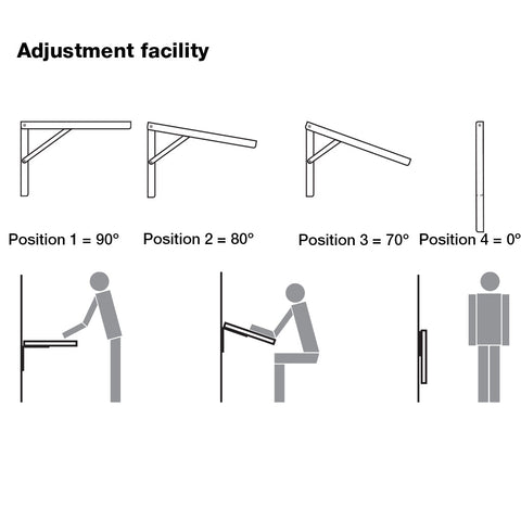 Adjustable Folding Bracket Material: Steel Version: With locking mechanism Finish: White coated Capacity: 75 kg per piece (150 kg per pair) Function: To raise bracket lift support arm and allow to engage automaticallyTo fold down lift the support arm and