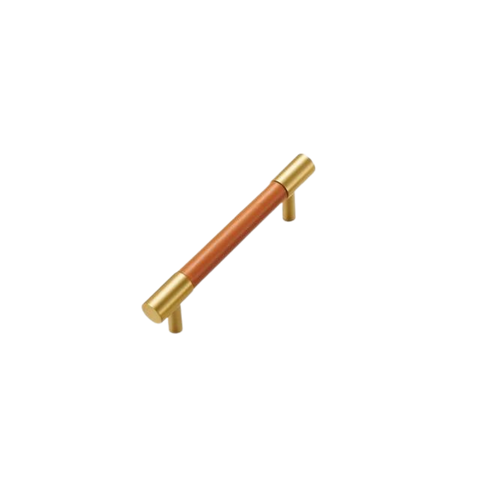Kara Solid Brass & Leather Handle | Gold & Orange
