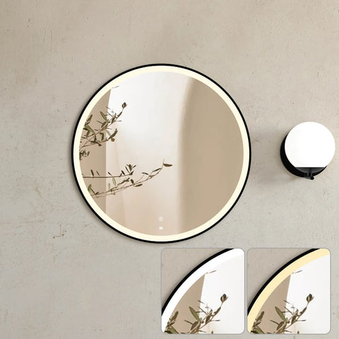 BONDI LED Round Metal Frame Mirror 800x800mm Matte Black