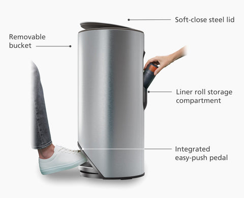 Arc™ 30L Easy-push Stainless-steel Pedal Bin