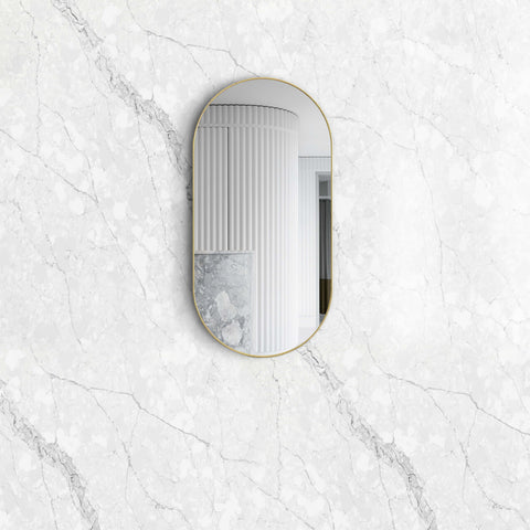 Noosa Framed Mirror 900x450mm Oval Brushed Yellow Gold