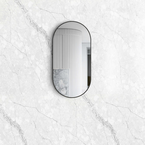 Noosa Framed Mirror 900x450mm Oval Matte Black