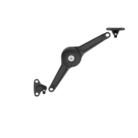 Häfele Duo Standard - Flap Fitting Features: Suitable for flaps with handle or push-to-open functionAdjusting the arms (overshear) turns the lid stay into a flap stayLess space required inside the cabinetWear-resistant friction coupling with large adjusti