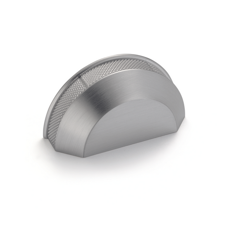 H2315 Textured Half Round Pull Handle, 3 x colours. Finish: Matt black Nickel plated, brushed Gold coloured, brushed Dimensions: 50 x 30 mm Note: Please order screws separately:022.35.225: 22mm Screws for use with all Häfele handles where panel thickness
