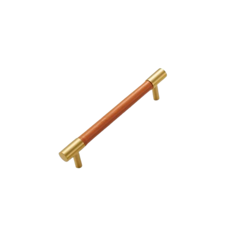 Kara Solid Brass & Leather Handle | Gold & Orange