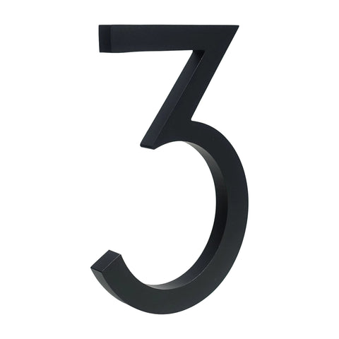 Solid Aluminium Floating House Number | Black 15cm