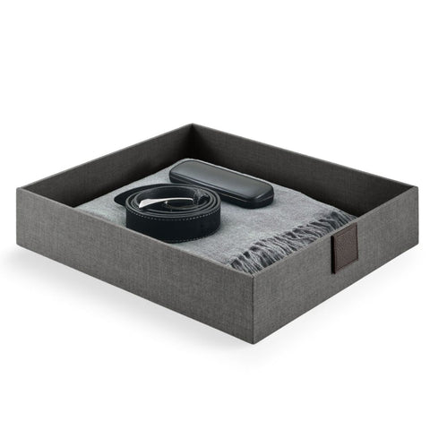 Night Storage Tray - 410mm x 150mm x 50 mm External Dimensions (W x D x H): 410mm x 150mm x 50 mm Finish: Elephant GreyTaupe NOTE: Available 4-6 weeks from order placement. Hafele