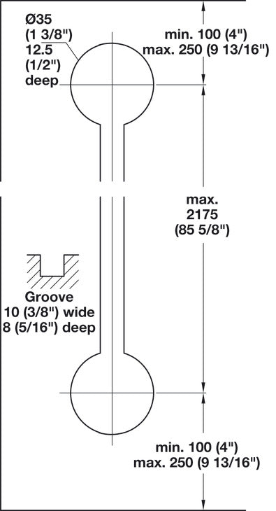 Discreet reinforcement kit for tall cabinet doors, designed to prevent warping or bowing over time. Suitable for vertical or horizontal installation on hinged or sliding wooden doors 16 mm thick or more. Includes steel threaded rod, zinc alloy tensioner, and plastic trim components in black or white. Recess-mounted for seamless integration, with easy tension adjustment via hex nut.
