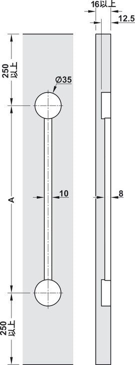 Discreet reinforcement kit for tall cabinet doors, designed to prevent warping or bowing over time. Suitable for vertical or horizontal installation on hinged or sliding wooden doors 16 mm thick or more. Includes steel threaded rod, zinc alloy tensioner, and plastic trim components in black or white. Recess-mounted for seamless integration, with easy tension adjustment via hex nut.