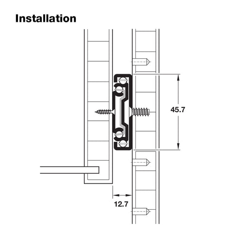 Ball Bearing Drawer Runner Application: Retaining system with a soft stop when closing by rubber buffers.The drawer runner can be detached (after depressing the plastic retaining clip) Material: Steel Finish: Black Galvanised Guided by: 2 ball cages Fitti