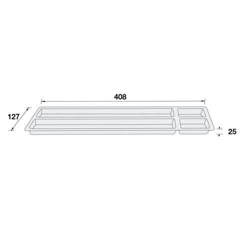 Sliding Pencil Tray - Standard Version: To suit Supraplex drawer with an internal carcase width of 426 mm Material: Plastic Finish: Black Hafele