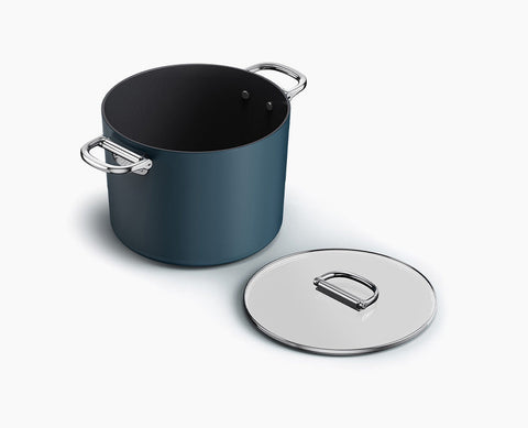Space Folding Handle Ceramic Non-stick 25cm Blue Stock Pot & Lid