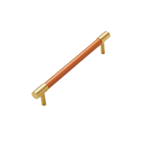 Kara Solid Brass & Leather Handle | Gold & Orange