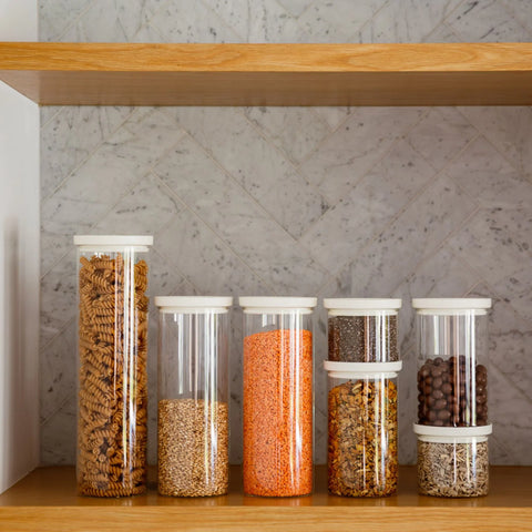Wategos Round Glass Pantry Jars | Oat Milk