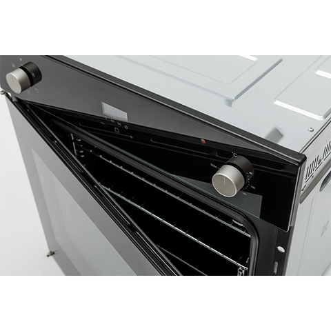 Hafele 60cm 5 Function Side Opening Oven Features: 67 Litre gross cavity63 Litre net cavityTouch control programmable timerTriple glazed cool touch doorSide wire racks: 5 levelsEasy grip knobsInterior lightA set of telescopic runnersLeft hand door hinging