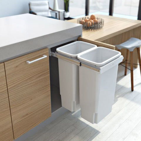 Hideaway Waste Bin Compact Soft-Close 2x35 Ltr (Door Pull)