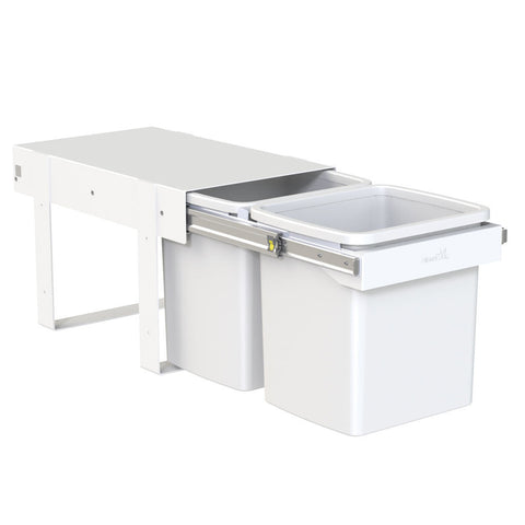 Hideaway Waste Bin Compact Soft-Close 2x15 Ltr (Floor Mount, Handle Pull)